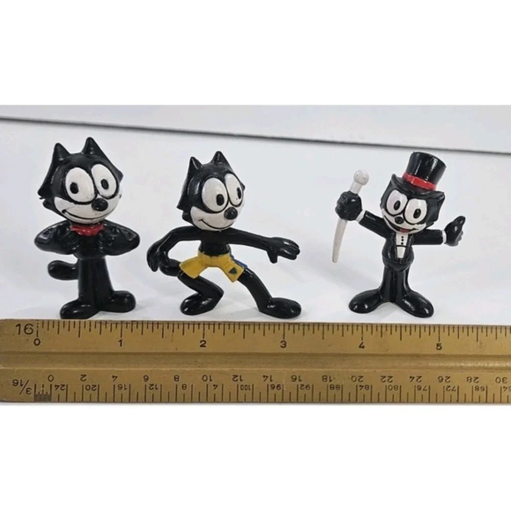 Lot of 3 Felix the Cat PVC Figures by Applause 1989 Bow Tie Top Hat Shorts‎ 2